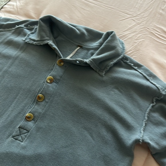 Free People Blue Quarter Button Pullover Tunic - Picture 5 of 5